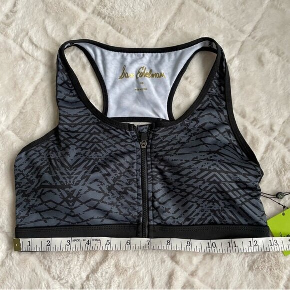 Sam Edelman | Gray and Black Geo Print Zip Front Bra | Size Extra Small - Picture 13 of 13